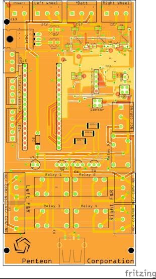 Board without copper top layer to see the routing
