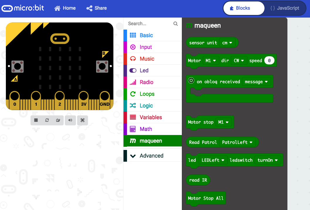 maqueen micro bit code