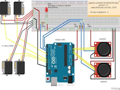 Joystick Controller for MeArm Robot - Recording Coordinates