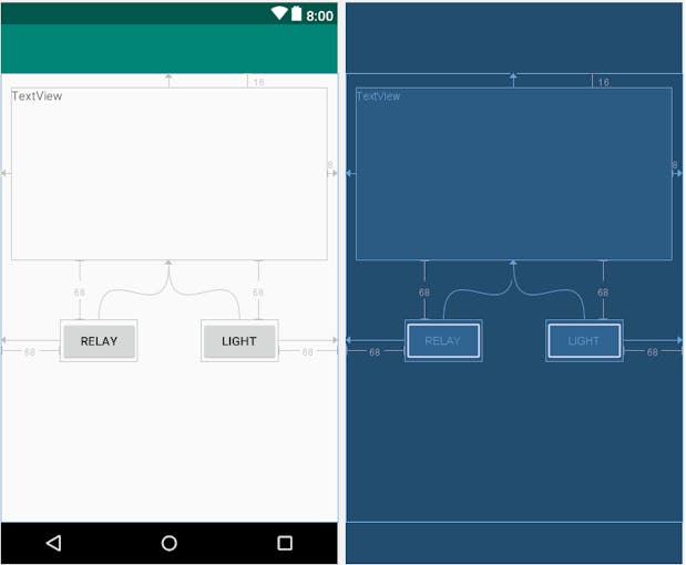 The layout, image taken directly from Android Studio