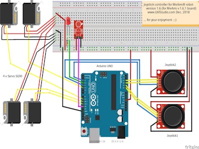 MeArm 1.6.1 Robot Joystick Board Recording Movements (IR)