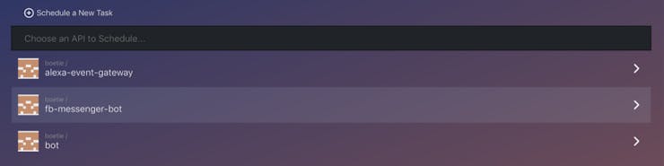 Choose your function to add a Task schedule