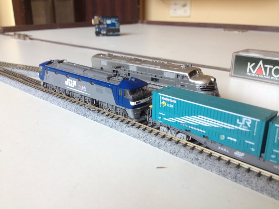 Automated Model Railway Layout Running Two Trains