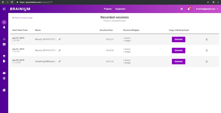 Saved Recordings Page