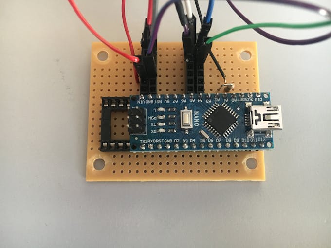 soldered with socket and DIP on a punched card