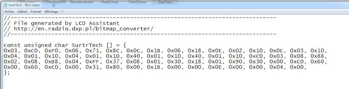 Copy this and put it in your code, add PROGMEM to put it in the Arduino Flash and save some space