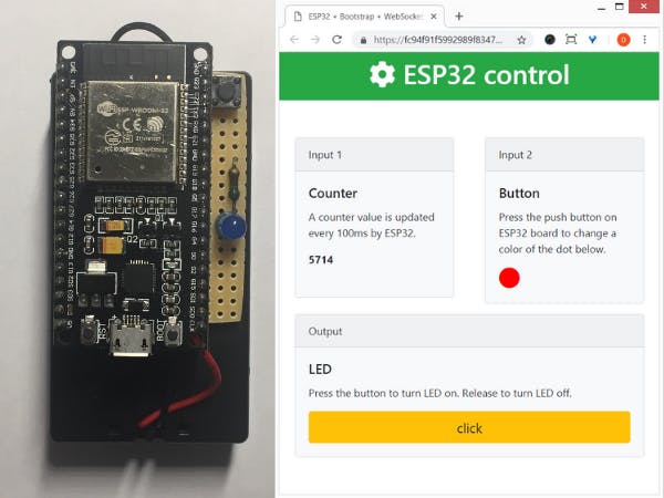 ESP32 Web Server Using Bootstrap 4 and WebSockets