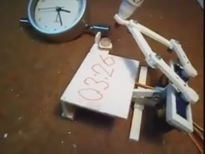 robots with cardboard clock