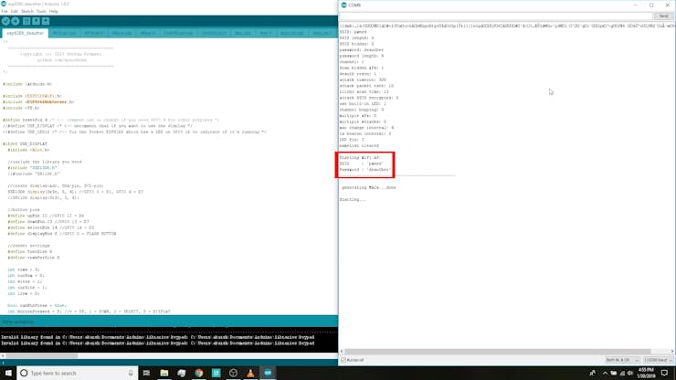 After uploading open the serial monitor to view the following details