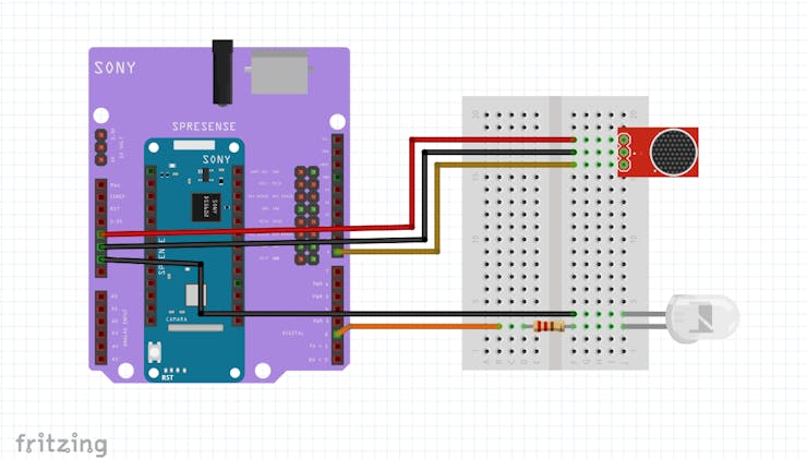 Scheme: Connect Sony Spresense and Microphone module