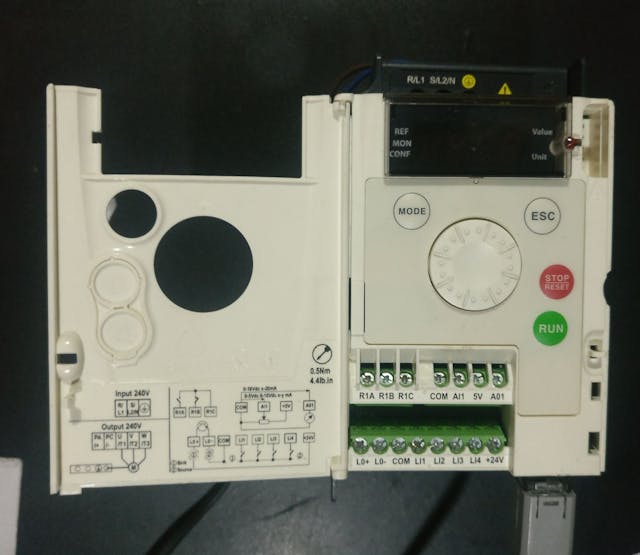 Altivar 12 VFD. Even though it comes with an Ethernet port, this device supports only MODBUS RTU