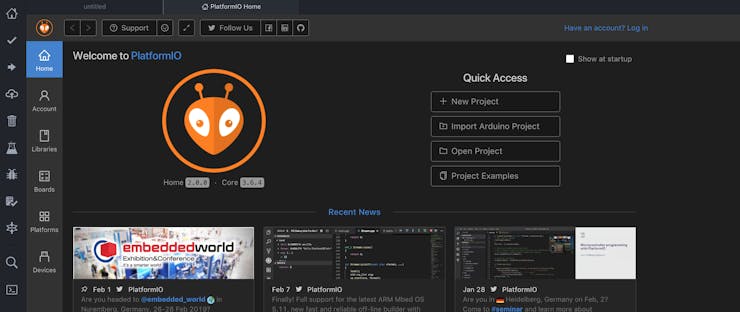 PlatformIO in Atom