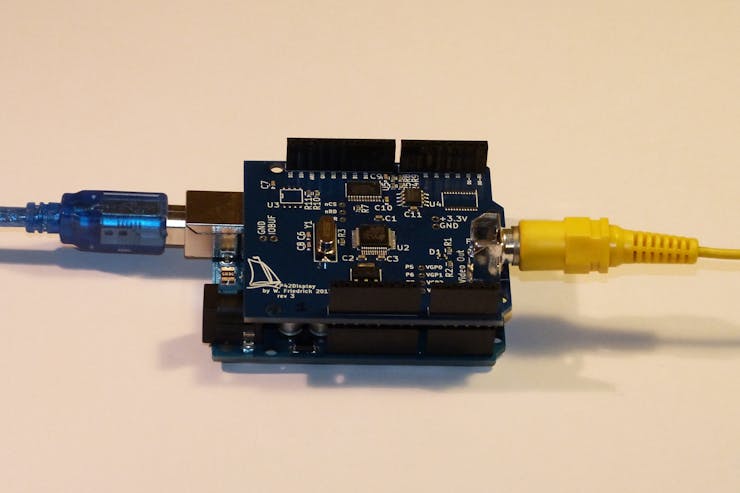 Operational shield plugged into an Arduino Uno