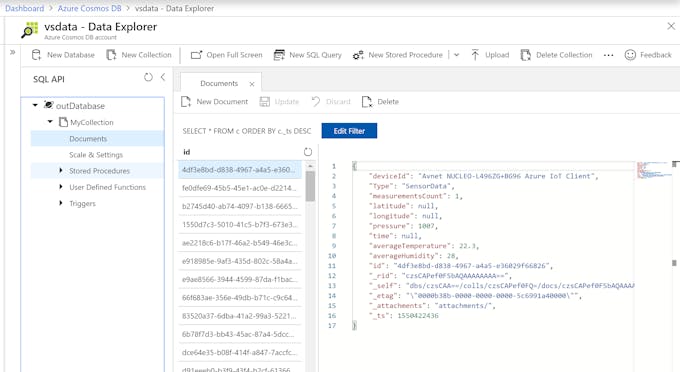 JSON files with sensory data stored on Cloud (Azure)