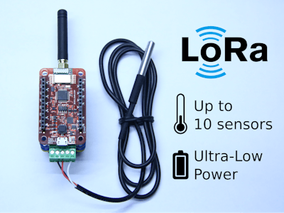 Low-Power LoRa Node with 1-Wire Temperature Sensors