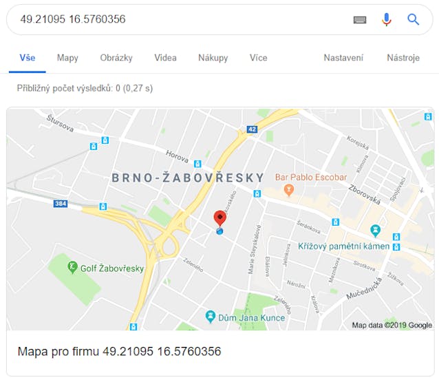 GPS position from the above Theft alert visualised on map