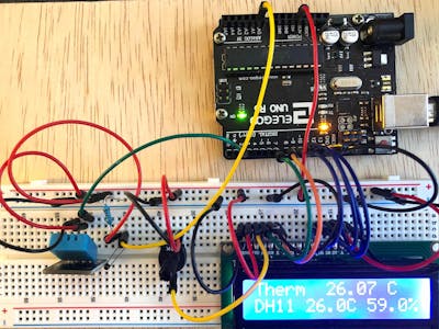 Two Temperatures and Humidity to Both Terminal and LCD