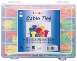 Neon Color Cable Tie Assortment Kit, 400 Pcs