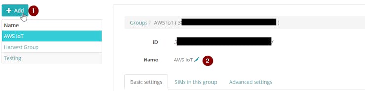 Add a group and create AWS IoT