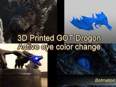 3D-Printed Drogon with LED Eyes for Game of Thrones