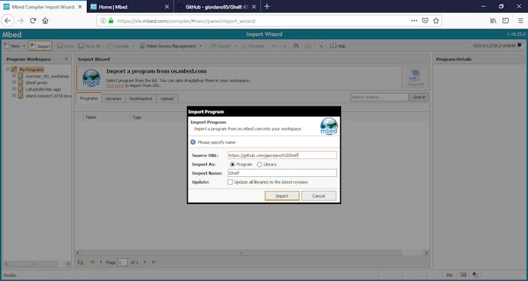 Importing github code into Mbed IDE.