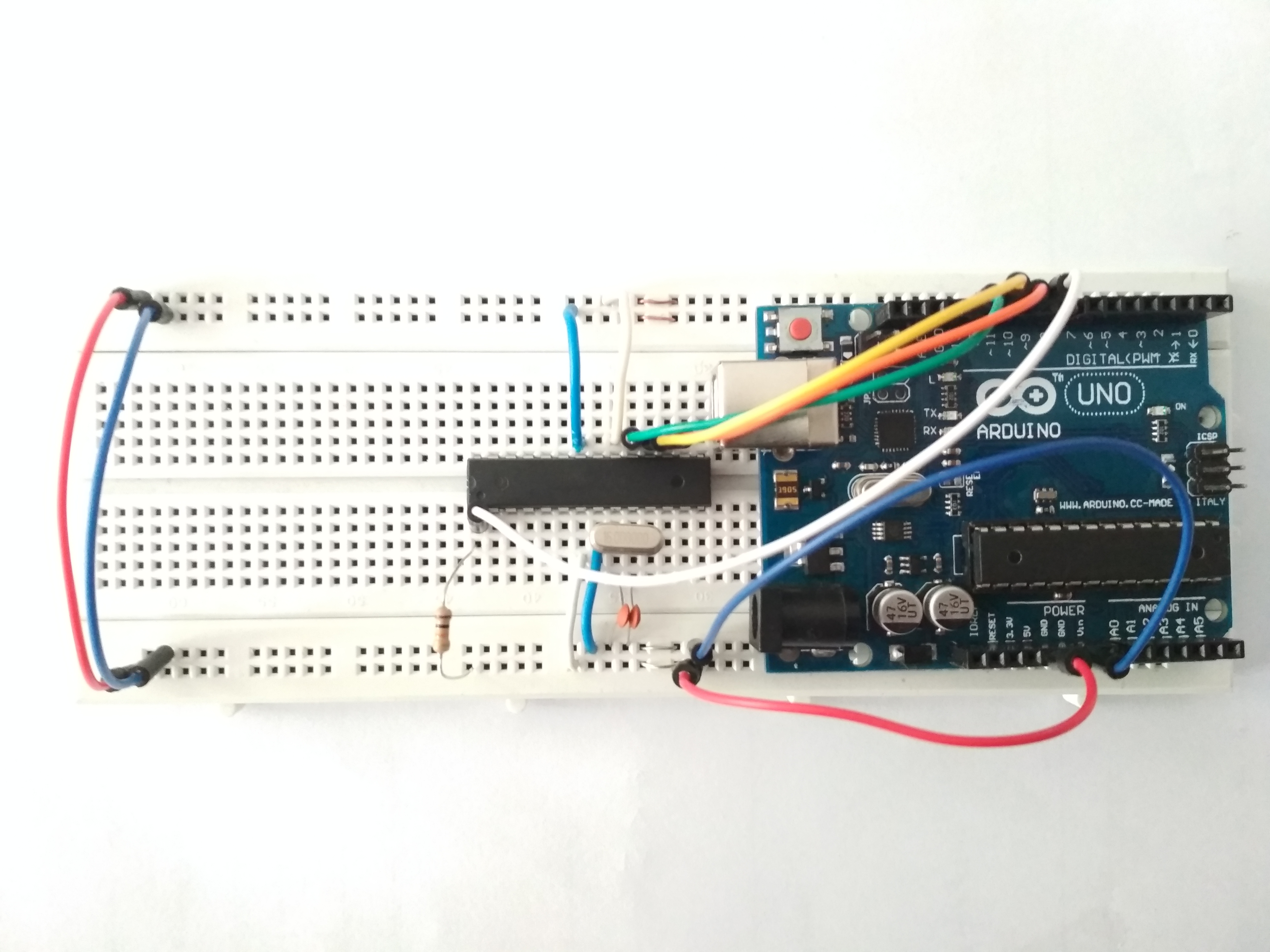 ATmega8-16pu DIY arduino Mini Learning Kit 22pF 100nF 16MHz crystal breadboard 