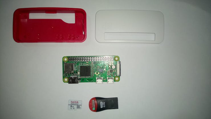 Raspberry Pi Zero W, MicroSD Card and micro USB 2.0