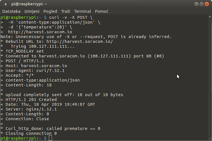 Sending data from terminal