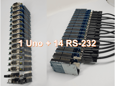 A Single Arduino Uno with 14 RS-232 Ports