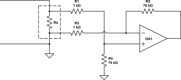 Ammeter scheme (credits: https://electronics.stackexchange.com)