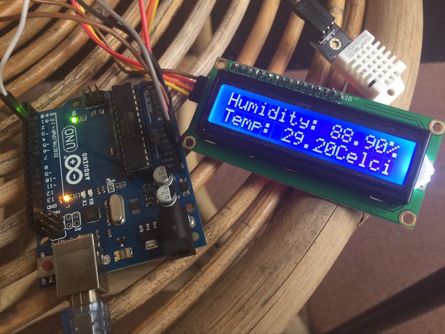 Temperature Monitor with DHT22 and I2C 16x2 LCD