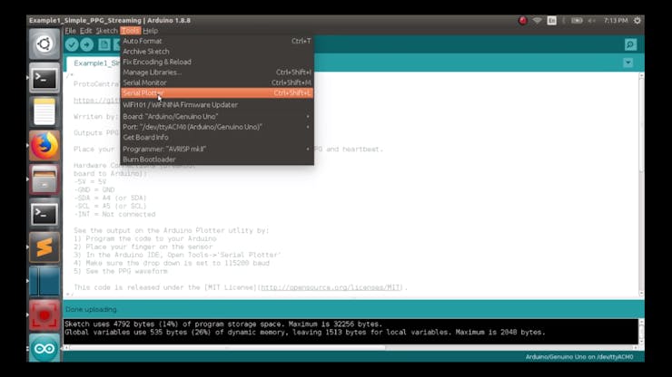 Upload the code to the Arduino