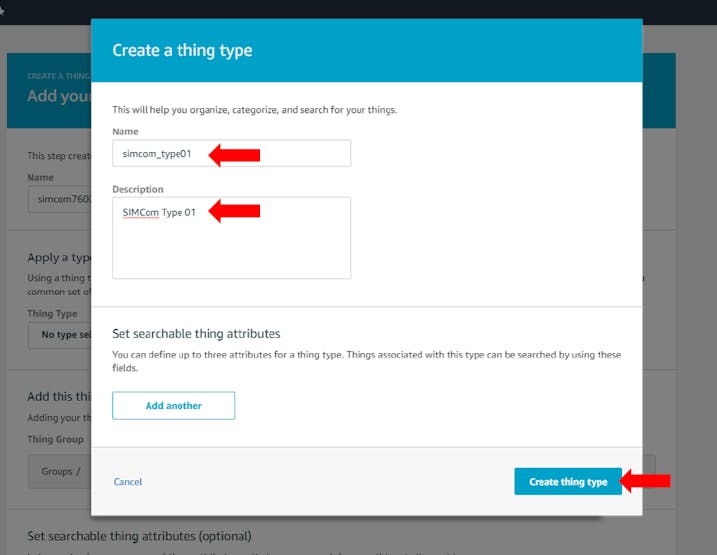 Create a thing type