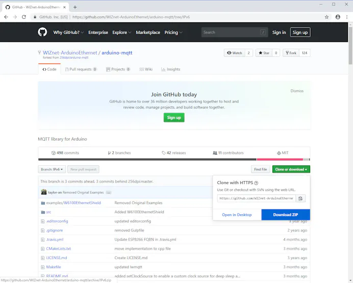 Arduino MQTT IPv6, Download