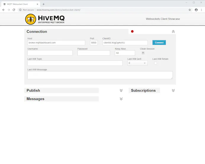HIVEMQ Web Socket Client