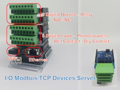 Arduino-Powered I/O Modbus/TCP Device Server