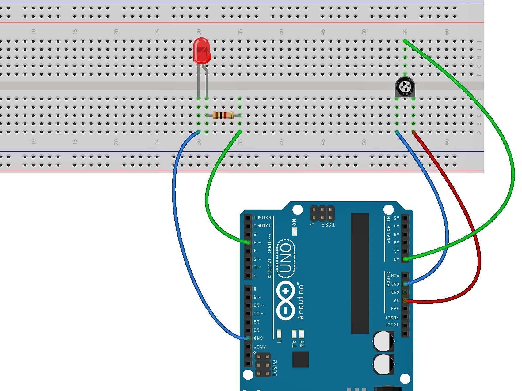 Working With A Potentiometer And An LED - Arduino Project Hub