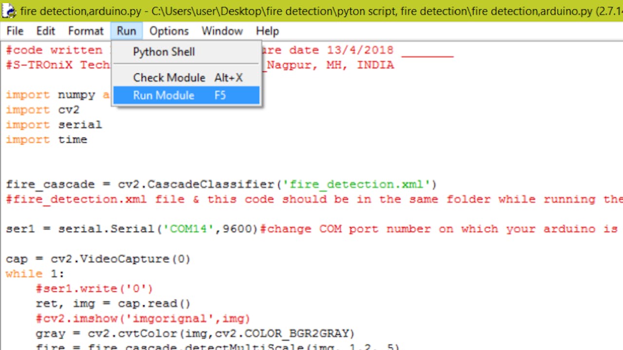 Image Processing Based Fire Detection Extinguisher System Arduino Project Hub