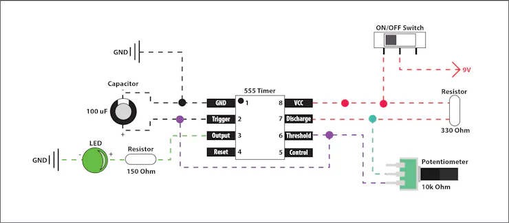 555 Timer Potentiometer Circuit