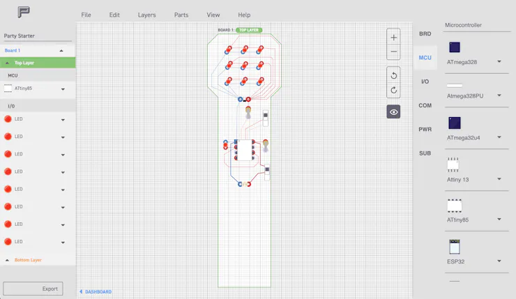 Top layer routes appear solid and bottom layer routes appear slightly greyed out.