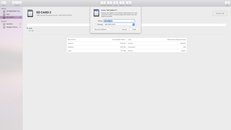 Select a name for the card and set the format to