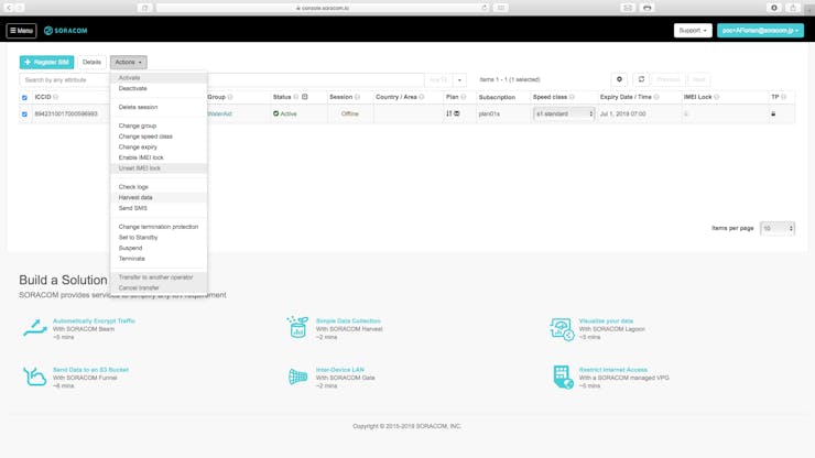 Select the device by checking the box next to it, press on Actions and choose Harvest Data