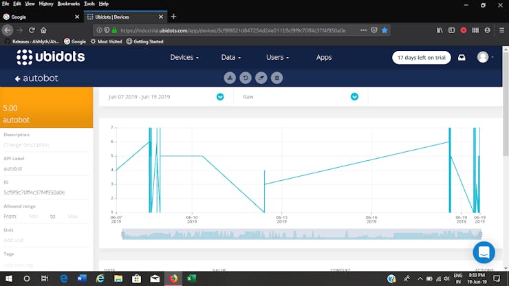 data received on server from app