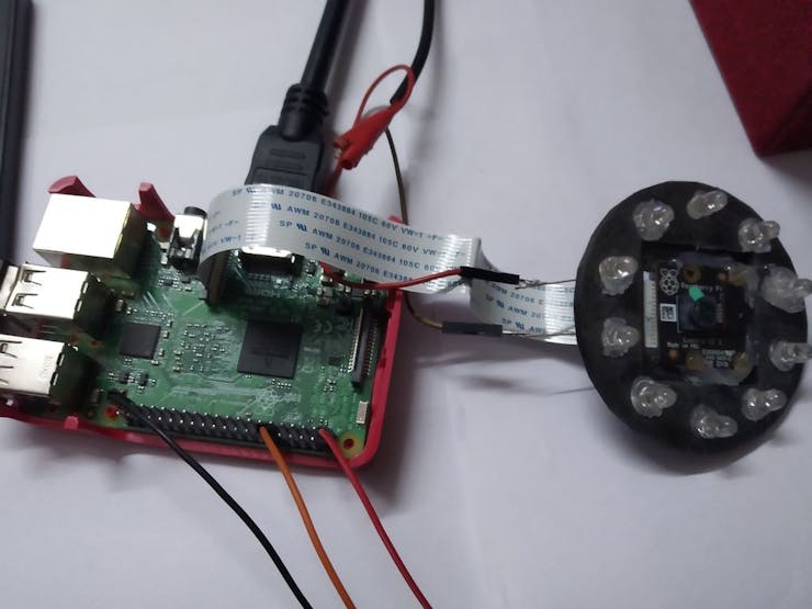 Servo and the camera module connected to the Raspberry Pi
