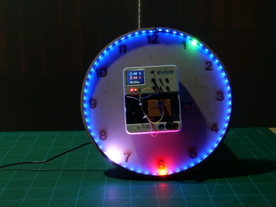 RGB LED Wall Clock With Temperature Sensor Using Evive