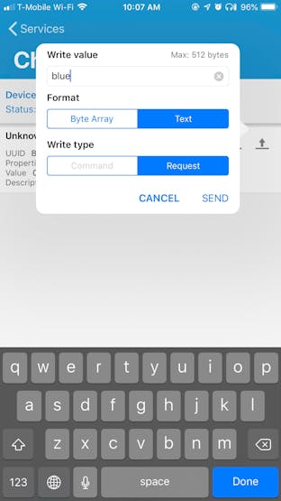 Sending color to the MATRIX Voice ESP32 over Bluetooth