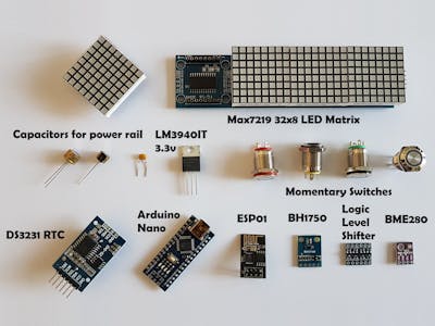 LED Matrix NTP Clock with DS3231, BME280, BH1750 & ESP01