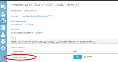 Click on the Request Response link to view properties of the web service