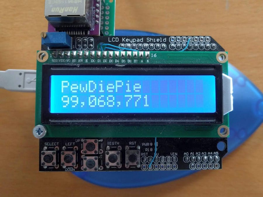 Youtube Subscriber Counter On Arduino Uno Arduino Project Hub
