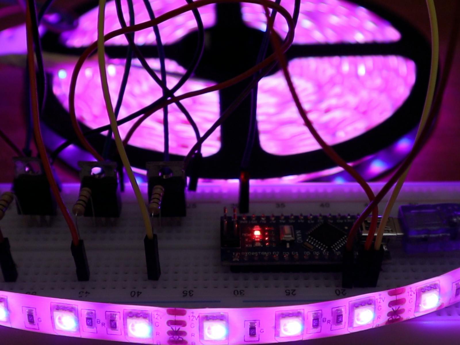 arduino led rgb 12v hackster strip nano io tip120 program